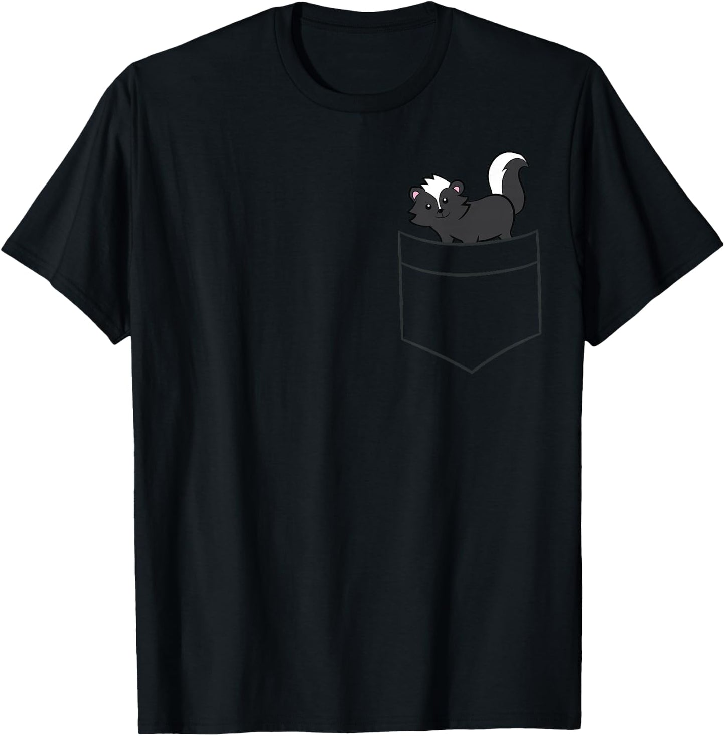 Skunk in Pocket Cute Pockets Skunk T-Shirt - T-Shirt | Black