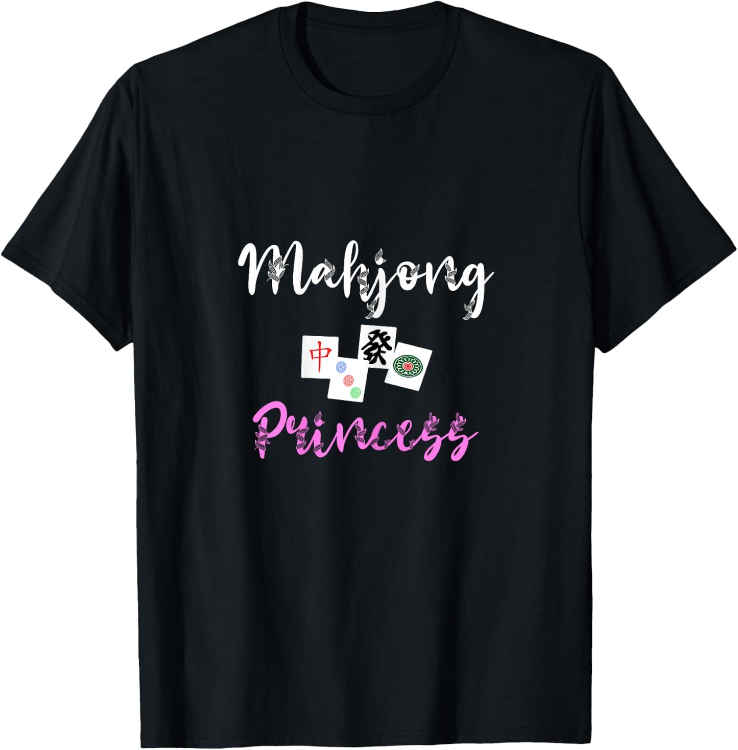 Mahjong Princess Mah Jongg Tiles Ma Jiang Chinese Game Set T-Shirt - T-Shirt | Black