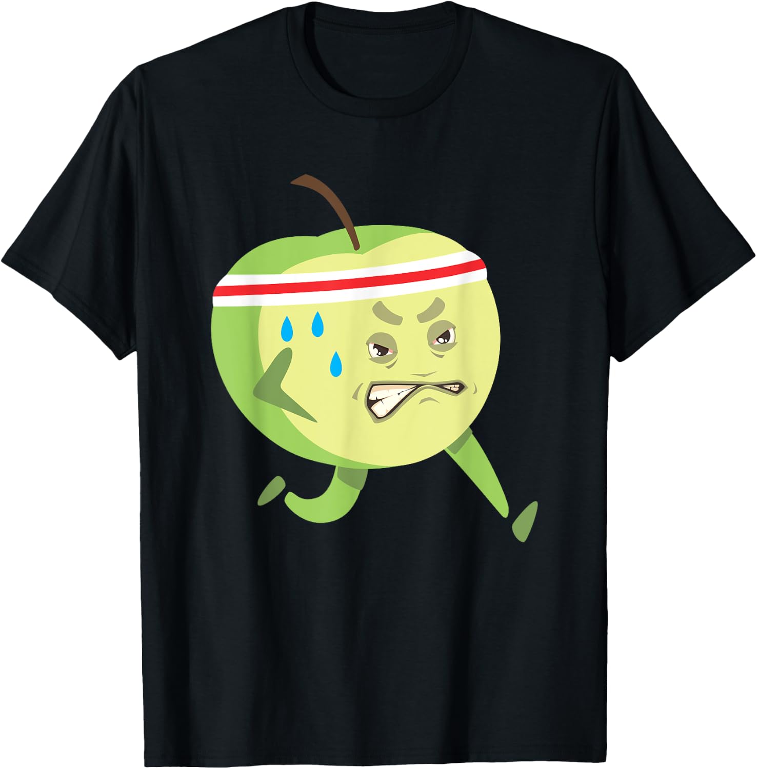 Funny Running Apple Cardio Marathon Runner Sweating Apple T-Shirt - T-Shirt | Black