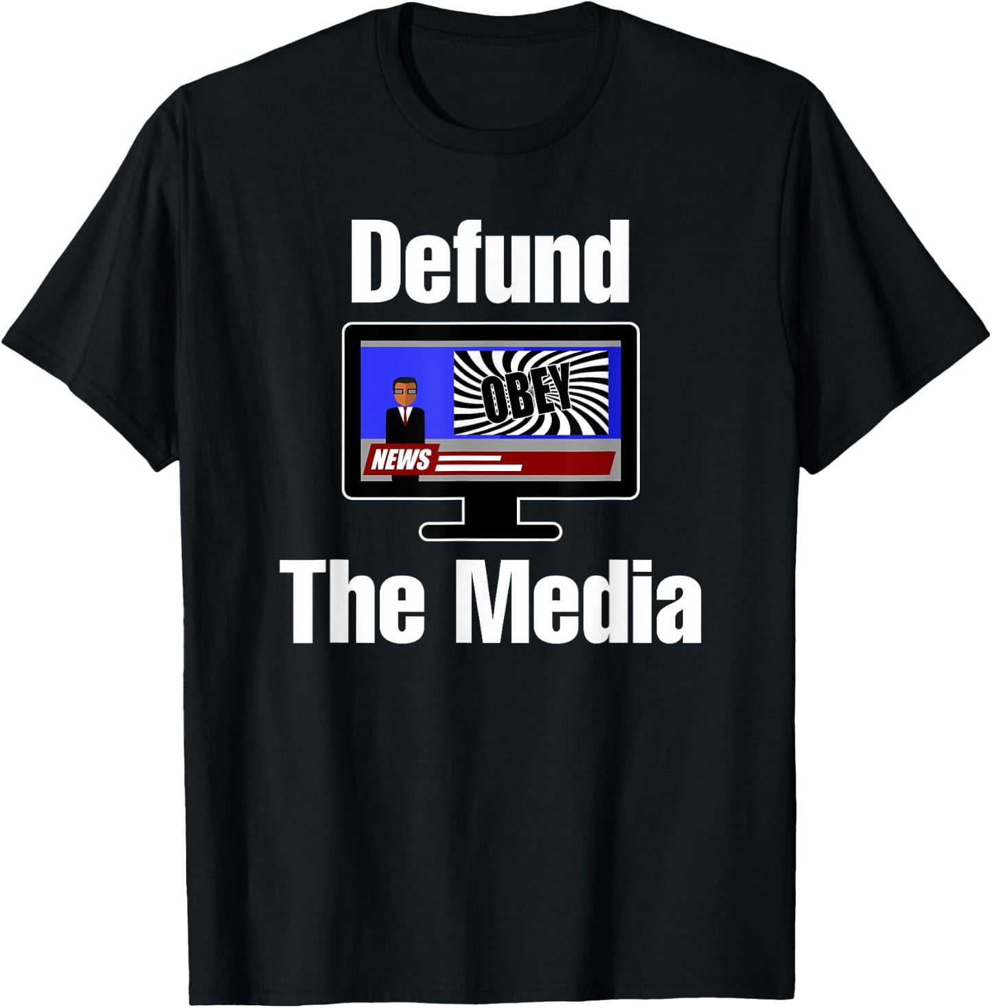 Defund The Media Shirt Fake News Propaganda T-Shirt - T-Shirt | Black