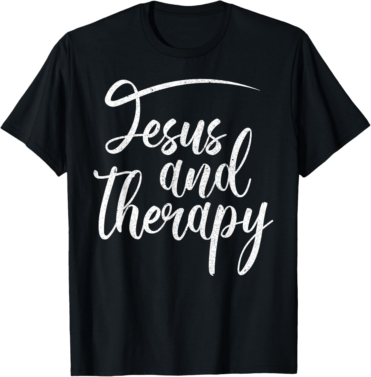 Christian Faith Believers Merch Co Jesus And Therapy Religious Christian Humor T-Shirt - T-Shirt | Black