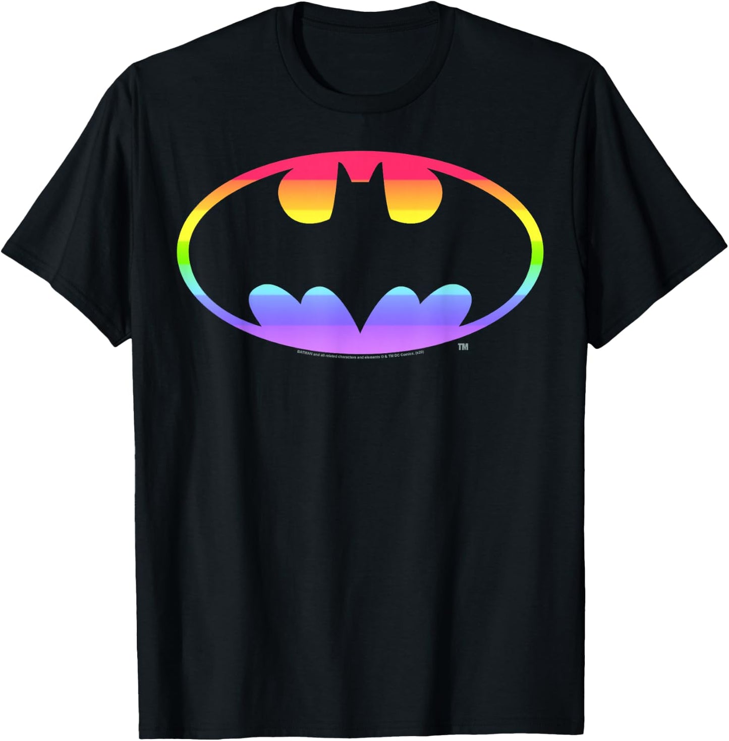 DC Comics Pride Batman Rainbow Gradient Logo Small T-Shirt - T-Shirt | Black