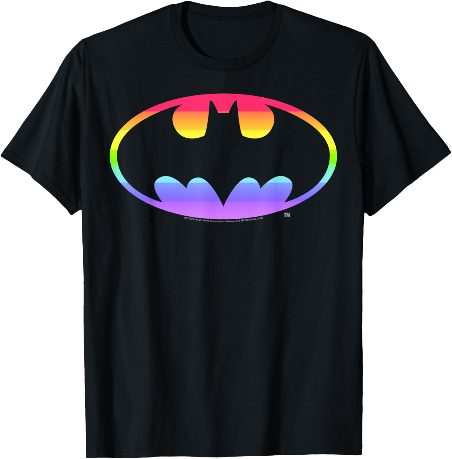 DC Comics Pride Batman Rainbow Gradient Logo Small T-Shirt - T-Shirt | Black