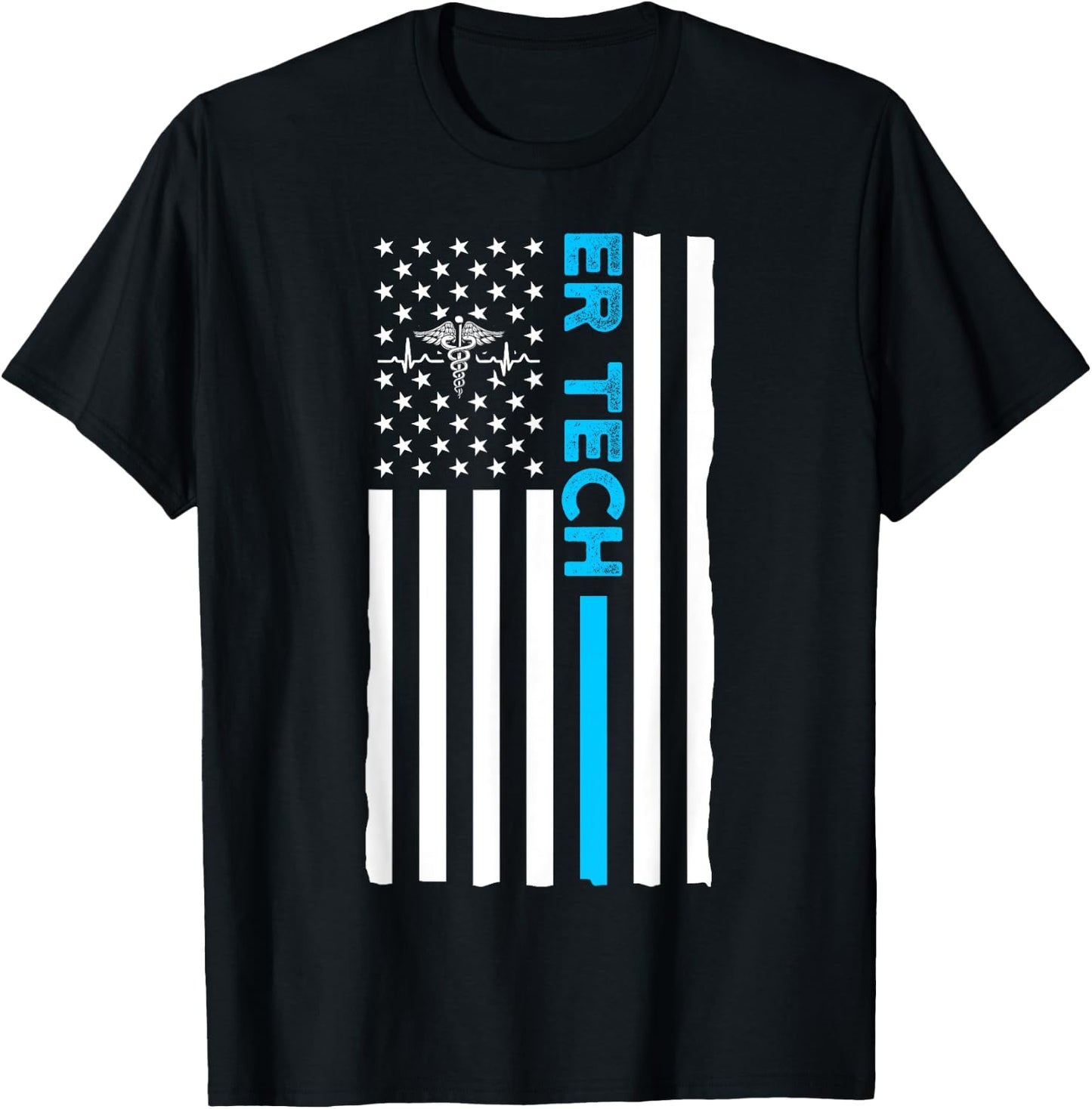 ER Technician US Flag Emergency Room Tech T-Shirt - T-Shirt | Black