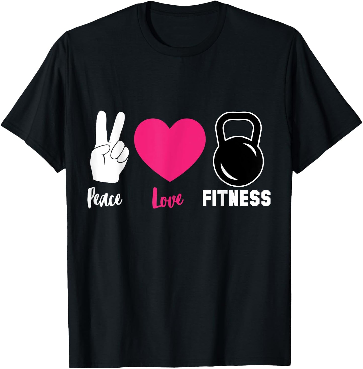 Peace Love Kettlebell Workout Cool Fitness Lover Gift T-Shirt - T-Shirt | Black