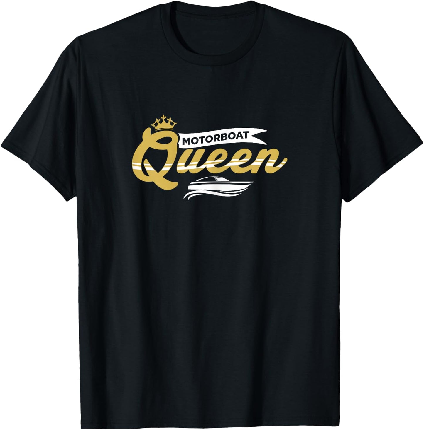 Motorboat Shirt Women Motorboat Queen Boat Captain Gift T-Shirt - T-Shirt | Black