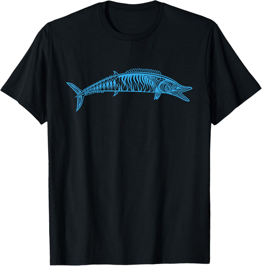 Wahoo Fishing Native Hawaiian - Hawaiian Tribal T-Shirt - T-Shirt | Black