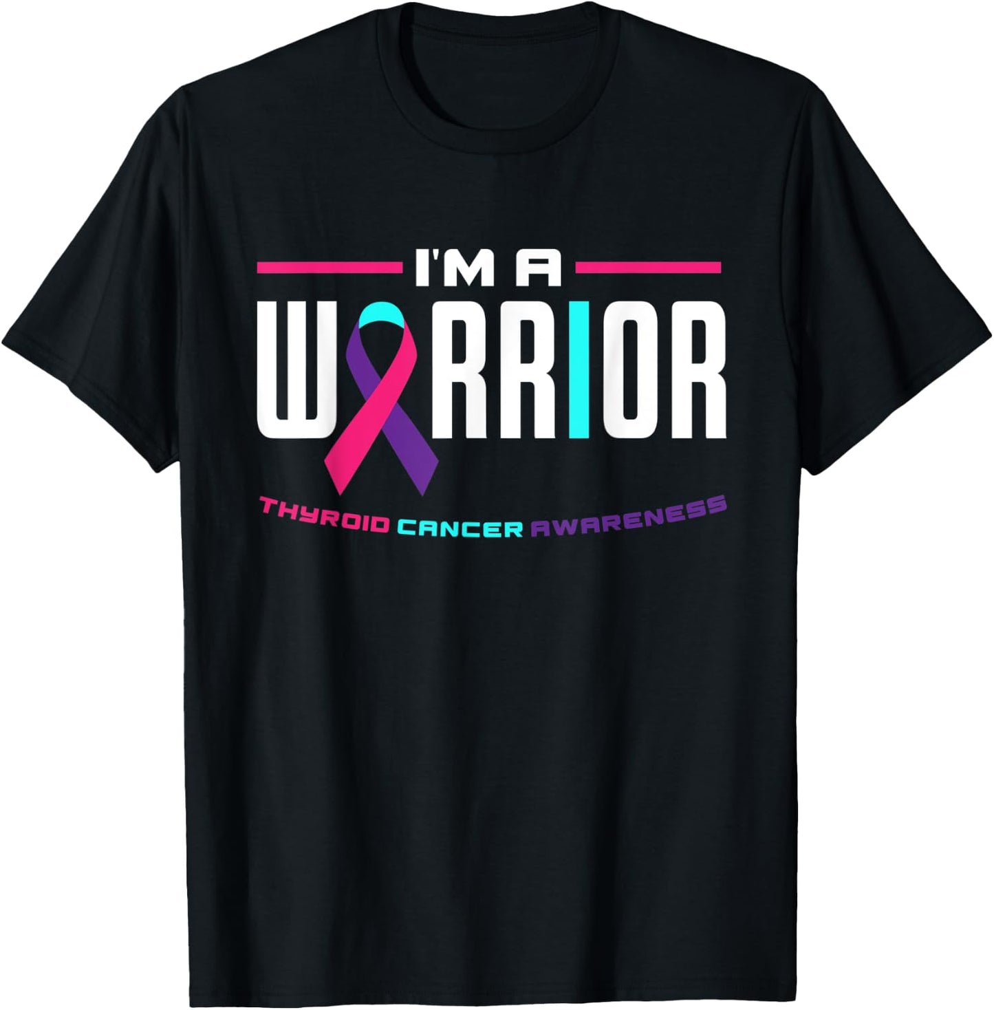 I'm A Warrior Thyroid Cancer Awareness Thyroid Cancer T-Shirt - T-Shirt | Black