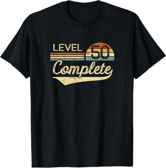 Level 50 Complete Vintage 50th Wedding Anniversary T-Shirt - T-Shirt | Black
