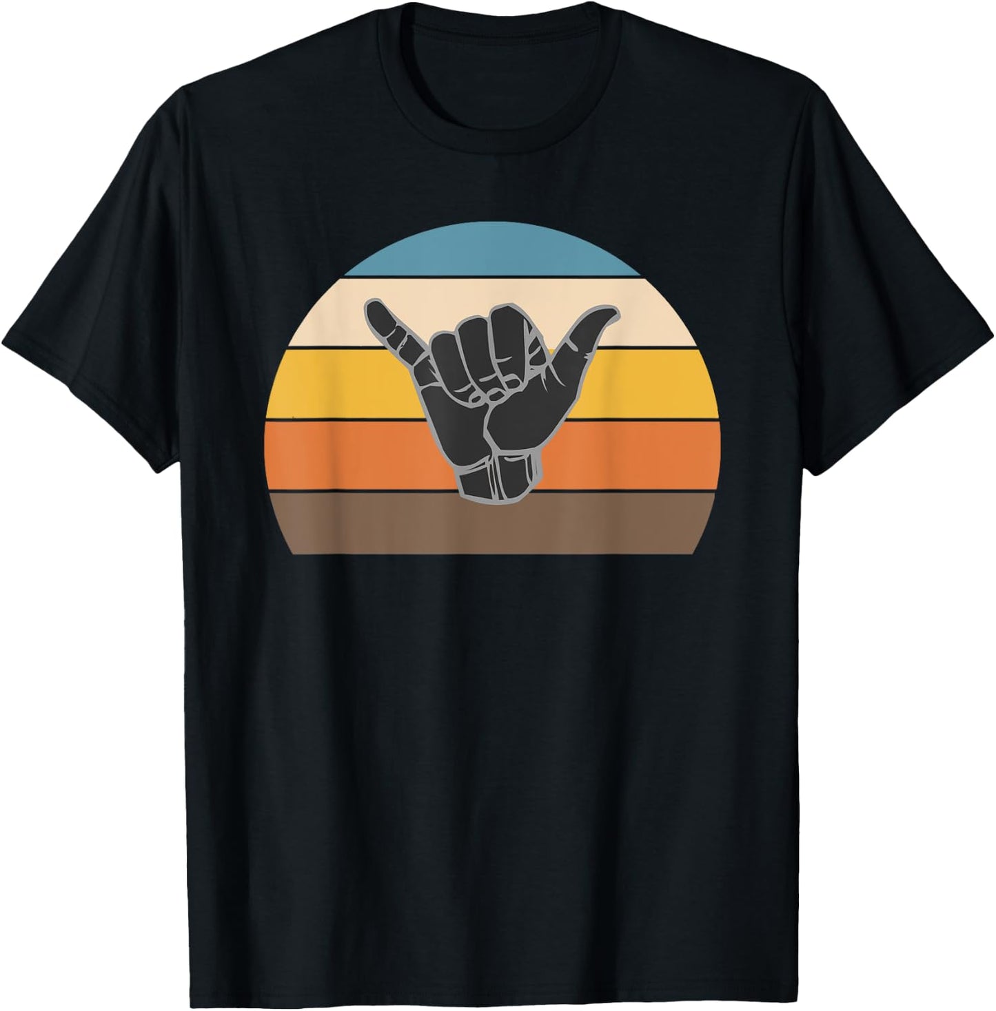 Retro Shaka Hand Surf Sign - Cool Surfer / Surfing Culture T-Shirt - T-Shirt | Black