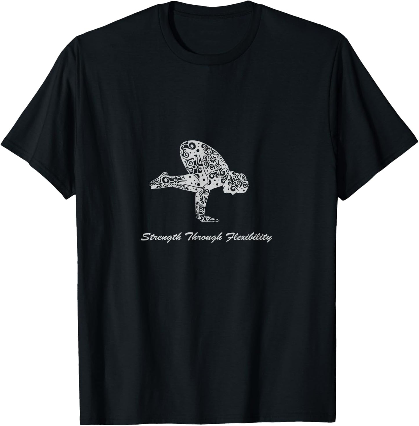 STF Yoga Crow Pose Fitness Calisthenics Mandala T-Shirt - T-Shirt | Black