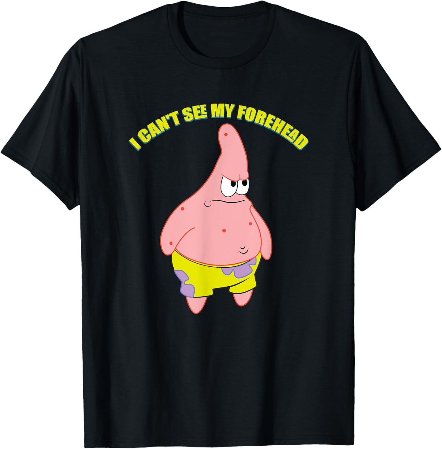 Mademark x SpongeBob SquarePants - Patrick Star - I Can't See my Forehead T-Shirt - T-Shirt | Black