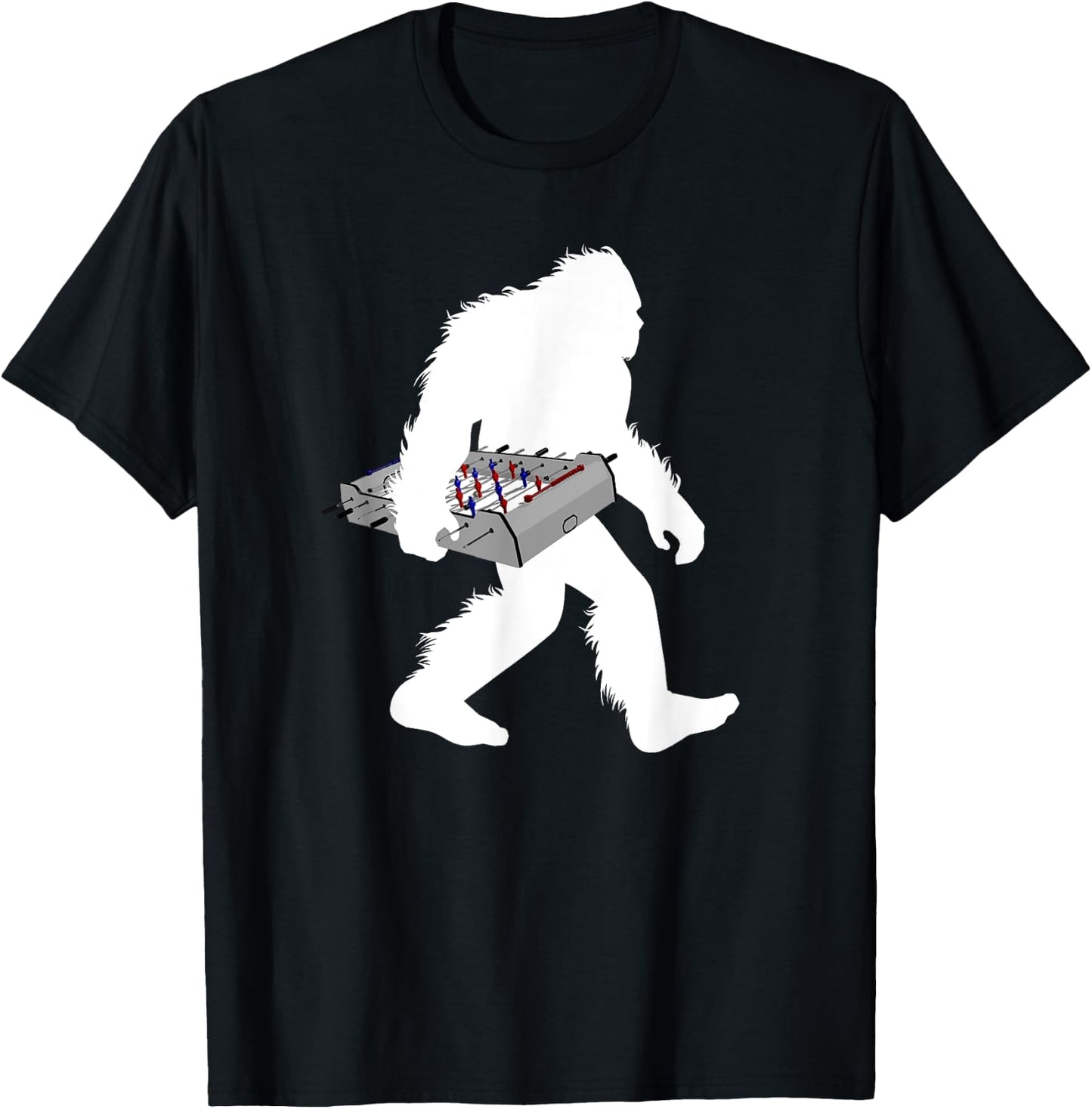 Bigfoot Carrying Foosball Table Football Game Sasquatch T-Shirt - T-Shirt | Black