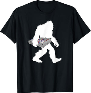 Bigfoot Carrying Foosball Table Football Game Sasquatch T-Shirt - T-Shirt | Black