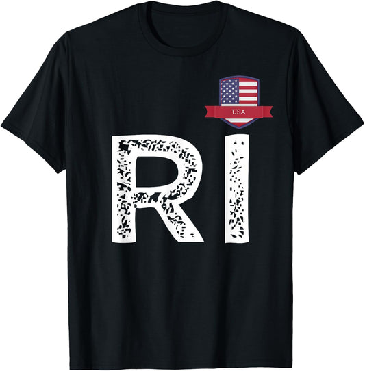 USA Human-Flag Letter R and I American USA T-Shirt - T-Shirt | Black