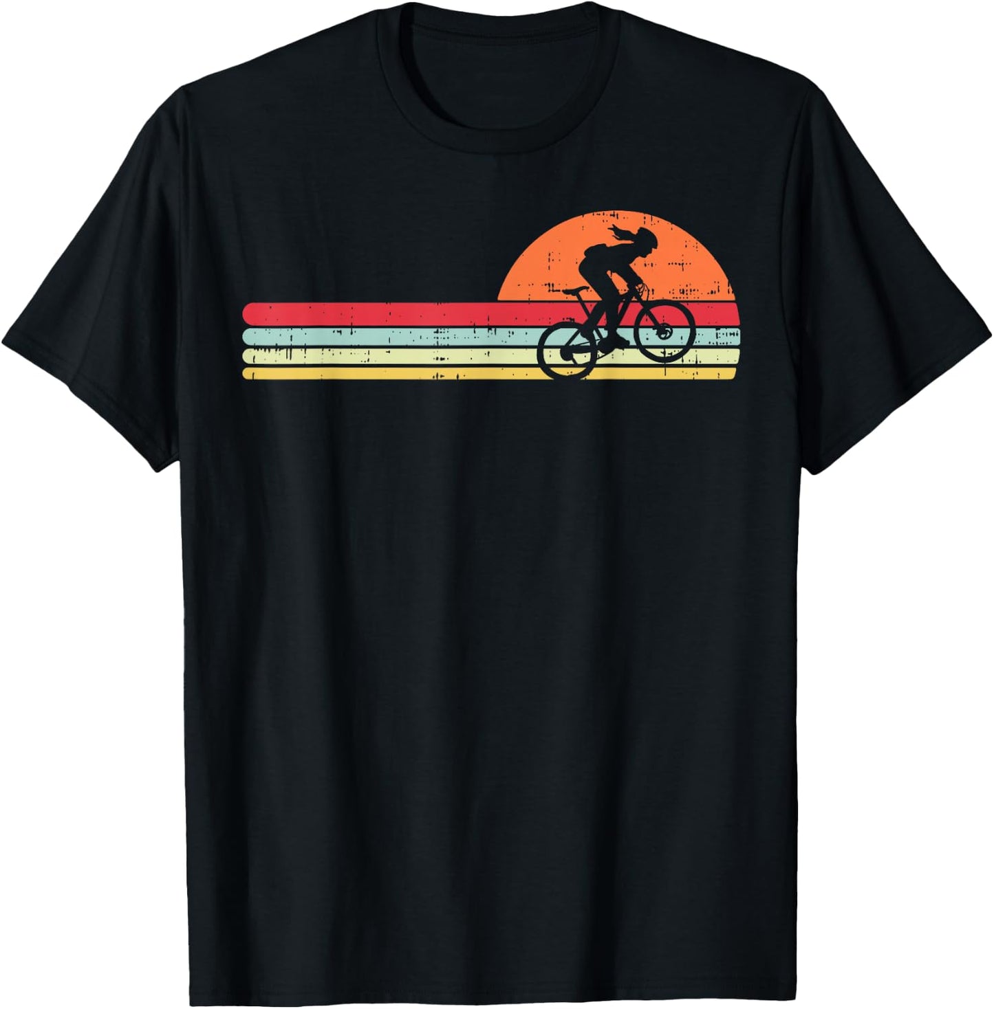 Mountain Bike Girl Retro Cycling Bicycle Rider Women Gift T-Shirt - T-Shirt | Black