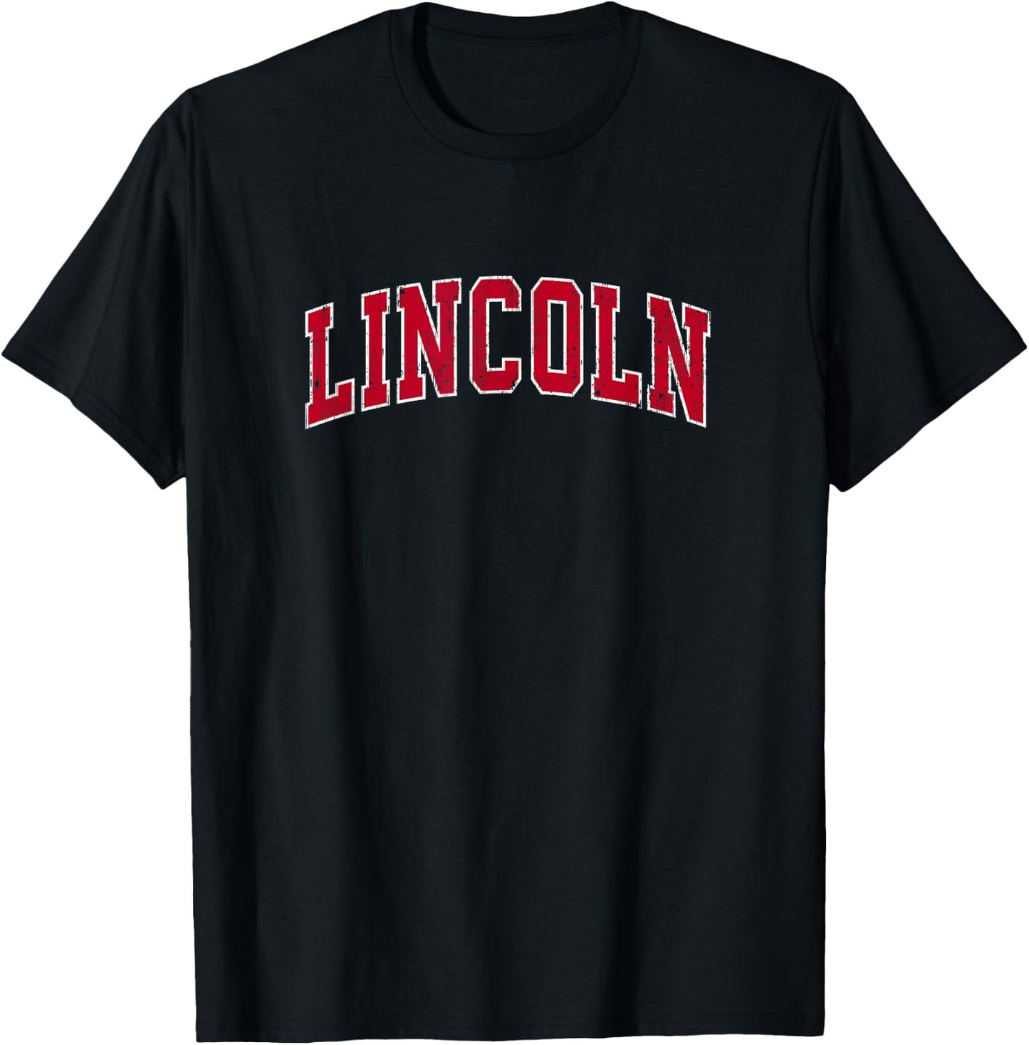Lincoln California CA Vintage Sports Design Red Design T-Shirt - T-Shirt | Black