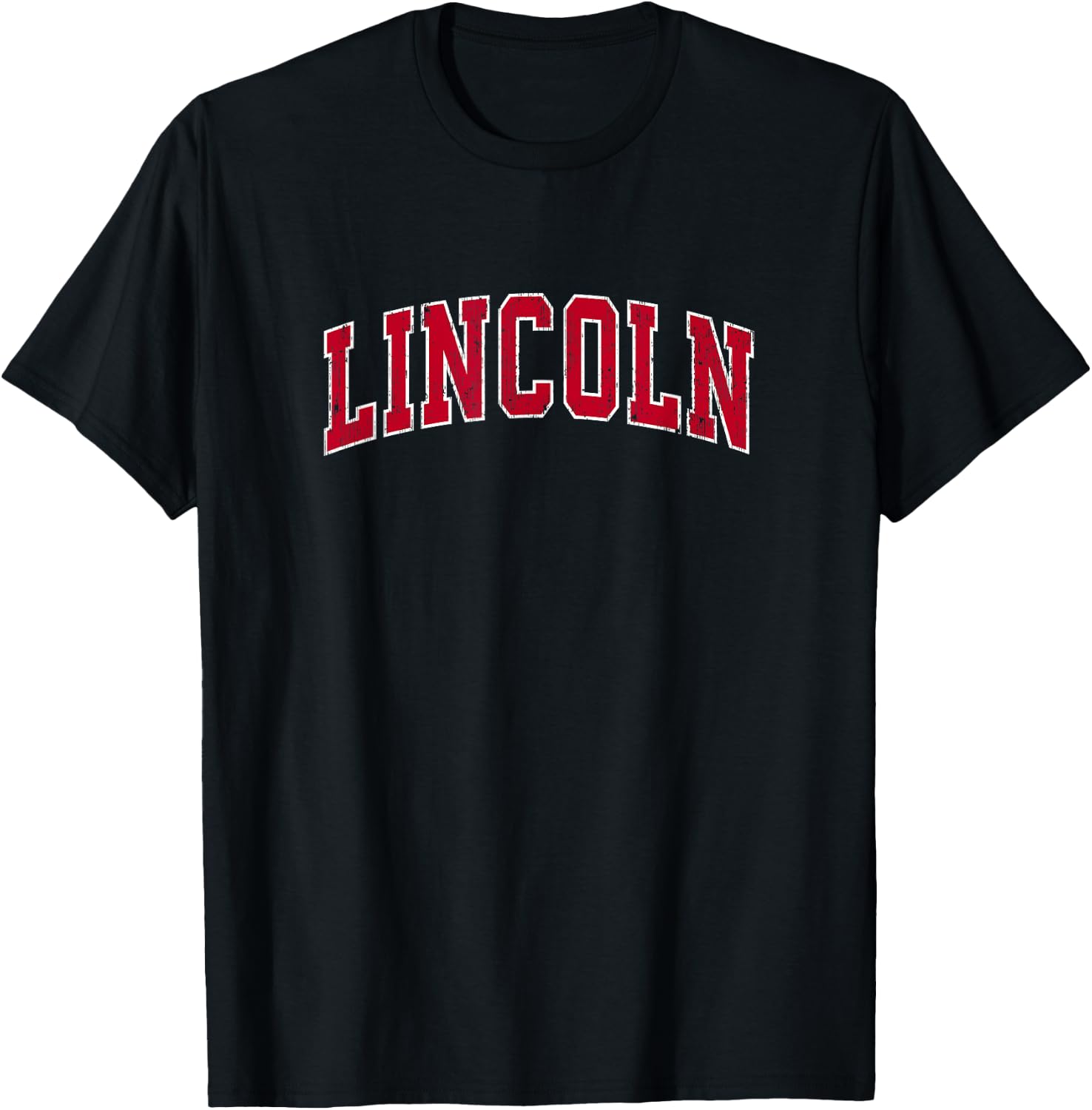 Lincoln California CA Vintage Sports Design Red Design T-Shirt - T-Shirt | Black