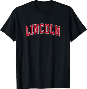 Lincoln California CA Vintage Sports Design Red Design T-Shirt - T-Shirt | Black