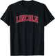 Lincoln California CA Vintage Sports Design Red Design T-Shirt - T-Shirt | Black