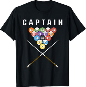 Captain Pool Billiard Team Gift T-Shirt - T-Shirt | Black
