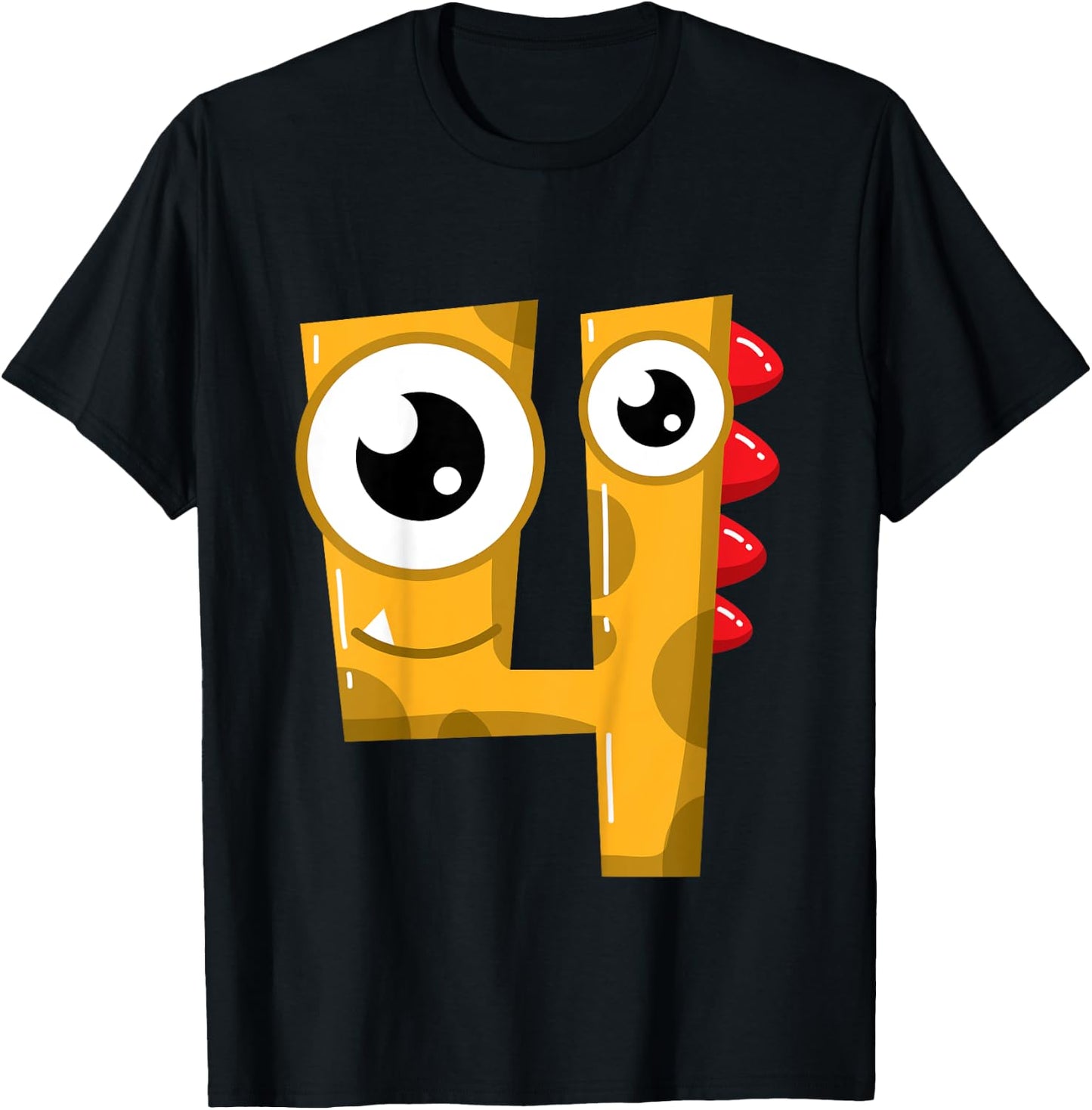 4th Birthday Fun Shirt Gift Funny Little Monster T-Shirt - T-Shirt | Black