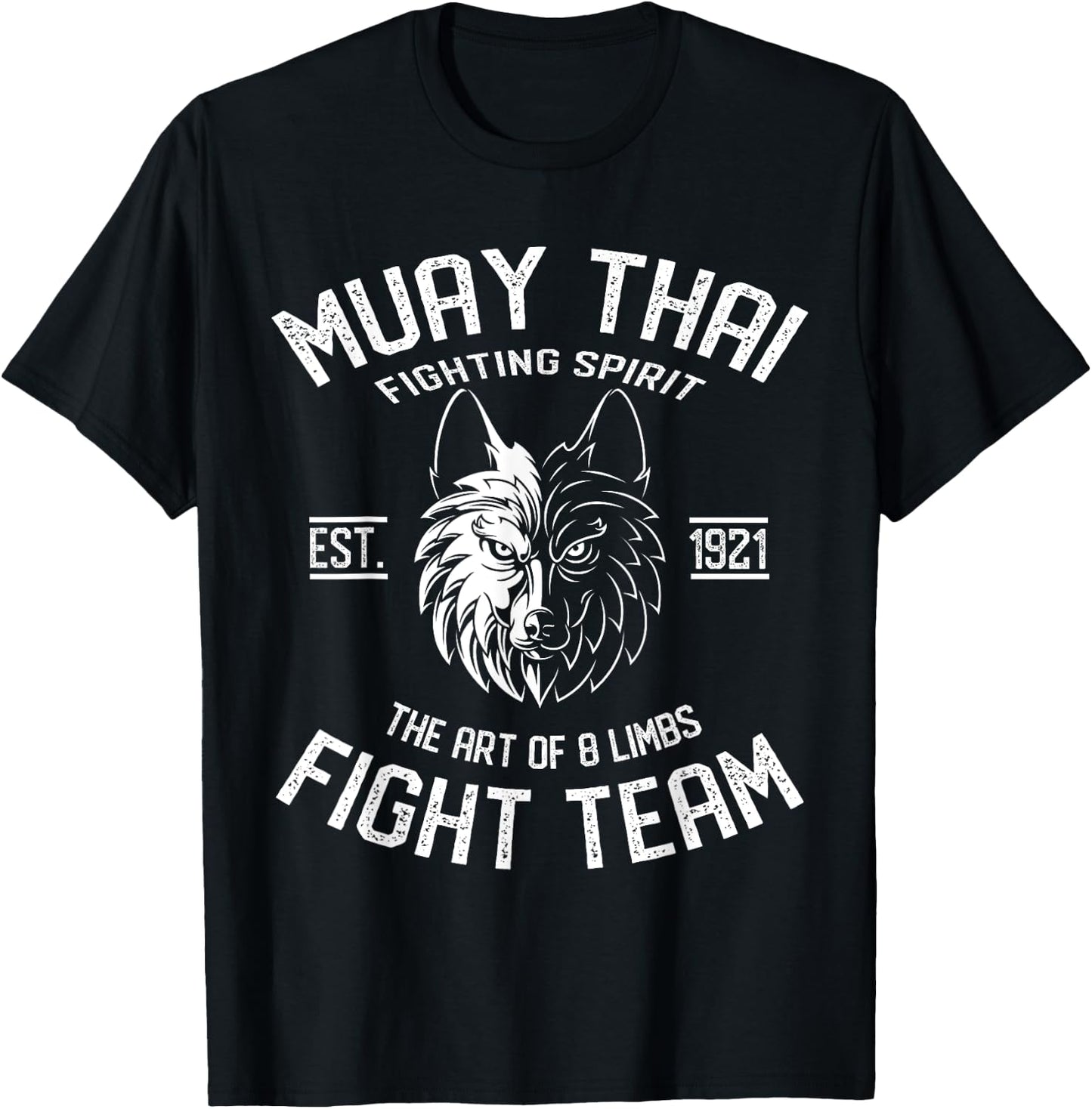 Muay Thai Wolf Fight Team - Nak Muay, Kickboxing Gift T-Shirt - T-Shirt | Black