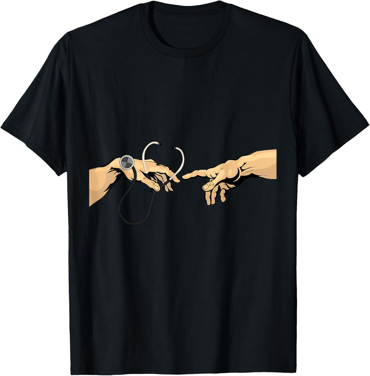 Creation of Adam Michelangelo Doctor Hospital stethoscope T-Shirt - T-Shirt | Black