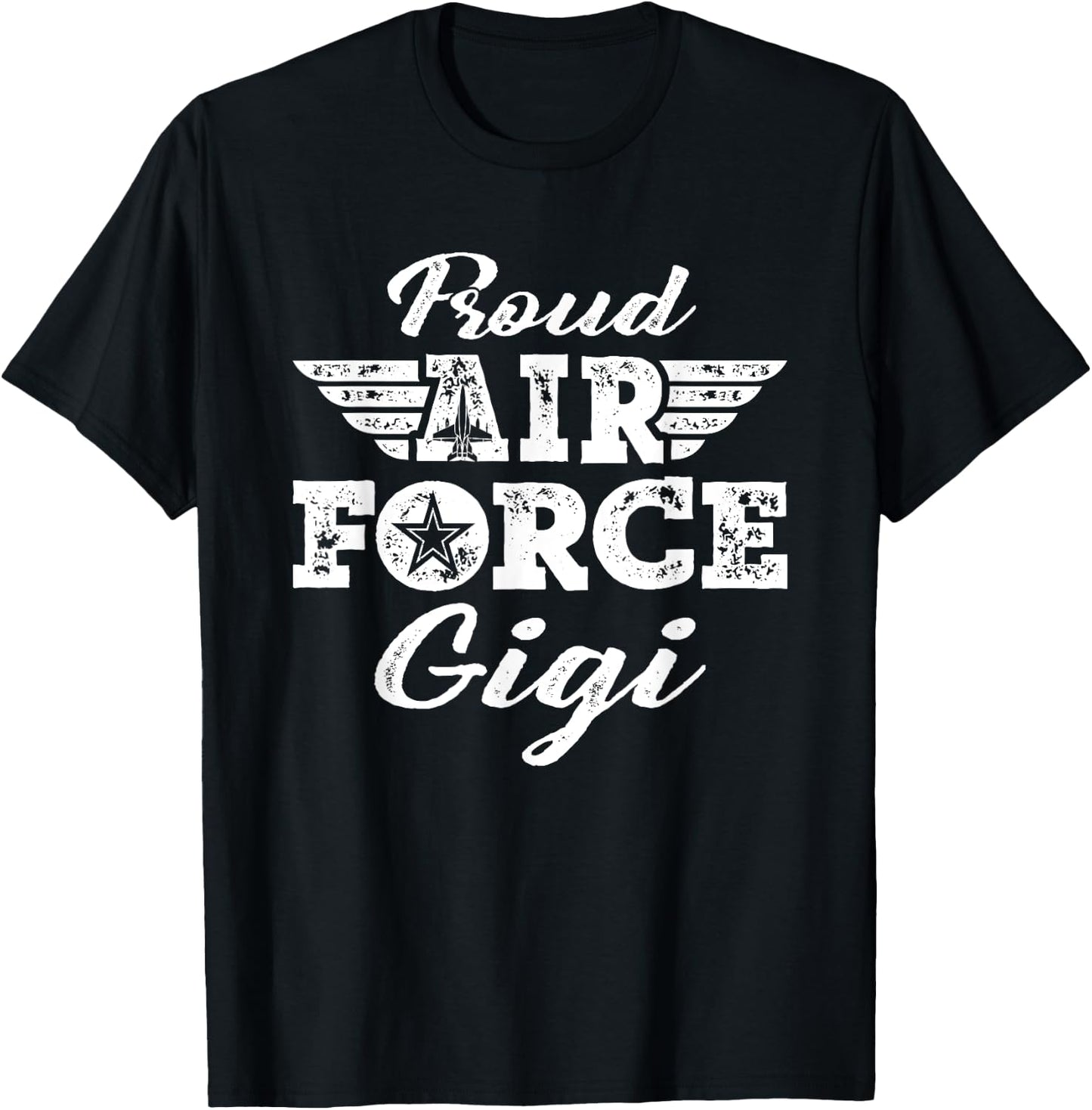 Proud Air Force Gigi Pride Military Family Grandmother Gifts T-Shirt - T-Shirt | Black