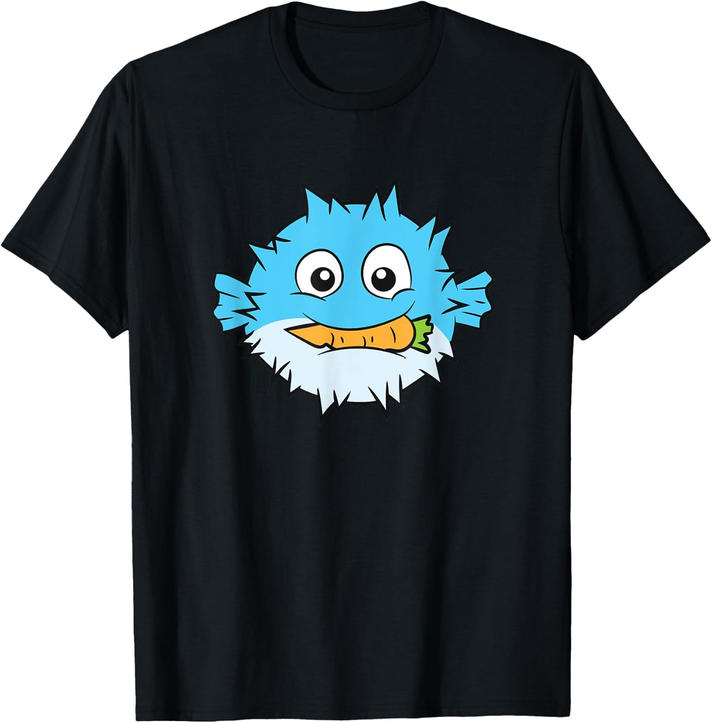 Funny Pufferfish Eating Carrot Meme Blowfish Meme T-Shirt - T-Shirt | Black
