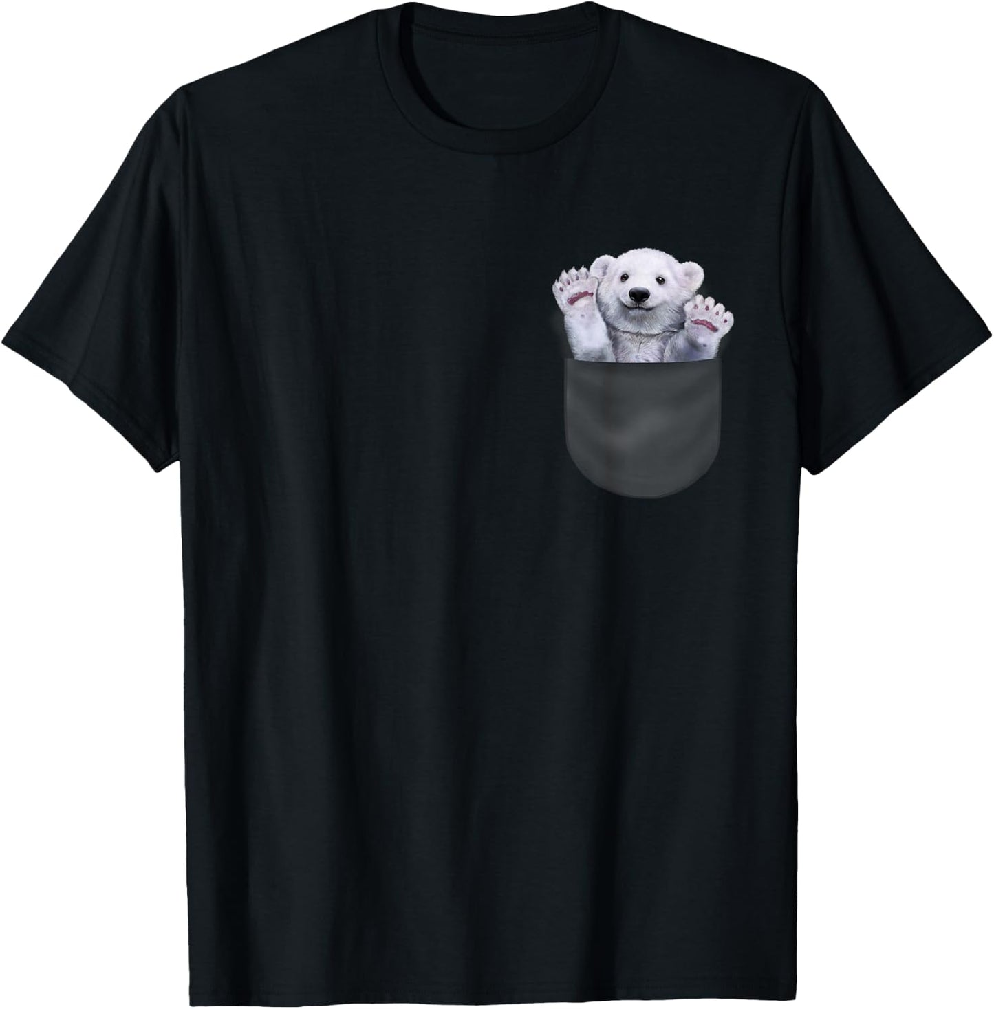 Cute Polar Bear in Pocket T-Shirt - T-Shirt | Black