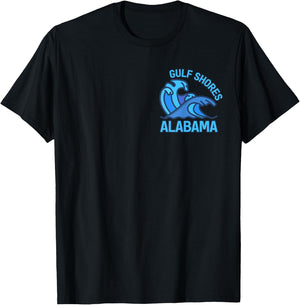 Graphic Gulf Shores Alabama Pocket Wave Souvenir T-Shirt - T-Shirt | Black