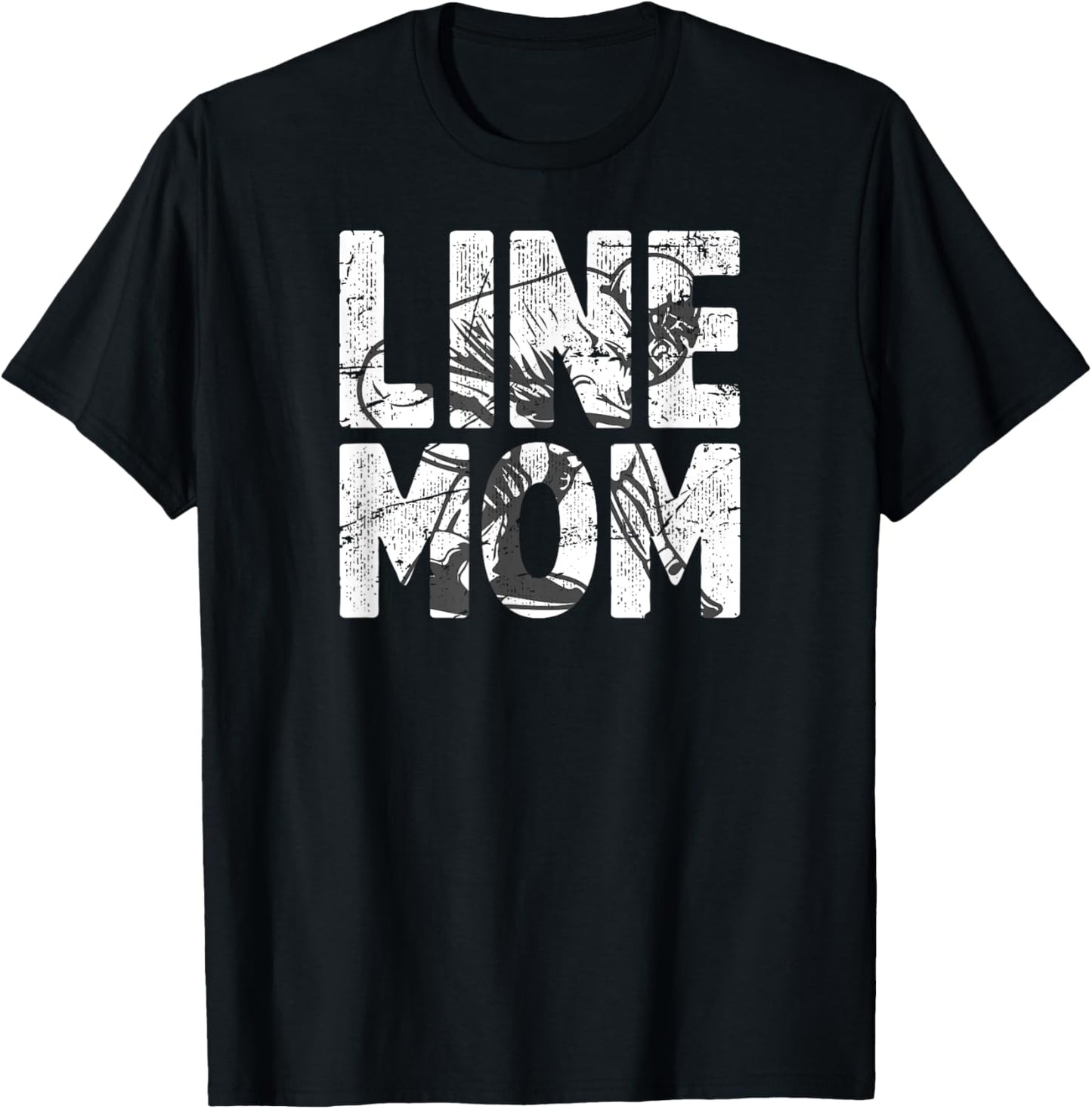 Football Line Mom Of A Football Lineman Mother T-Shirt - T-Shirt | Black