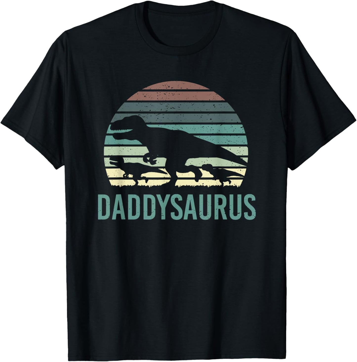 Daddysaurus Fathersday Dad Papa Family Dinosaurs Vintage T-Shirt - T-Shirt | Black