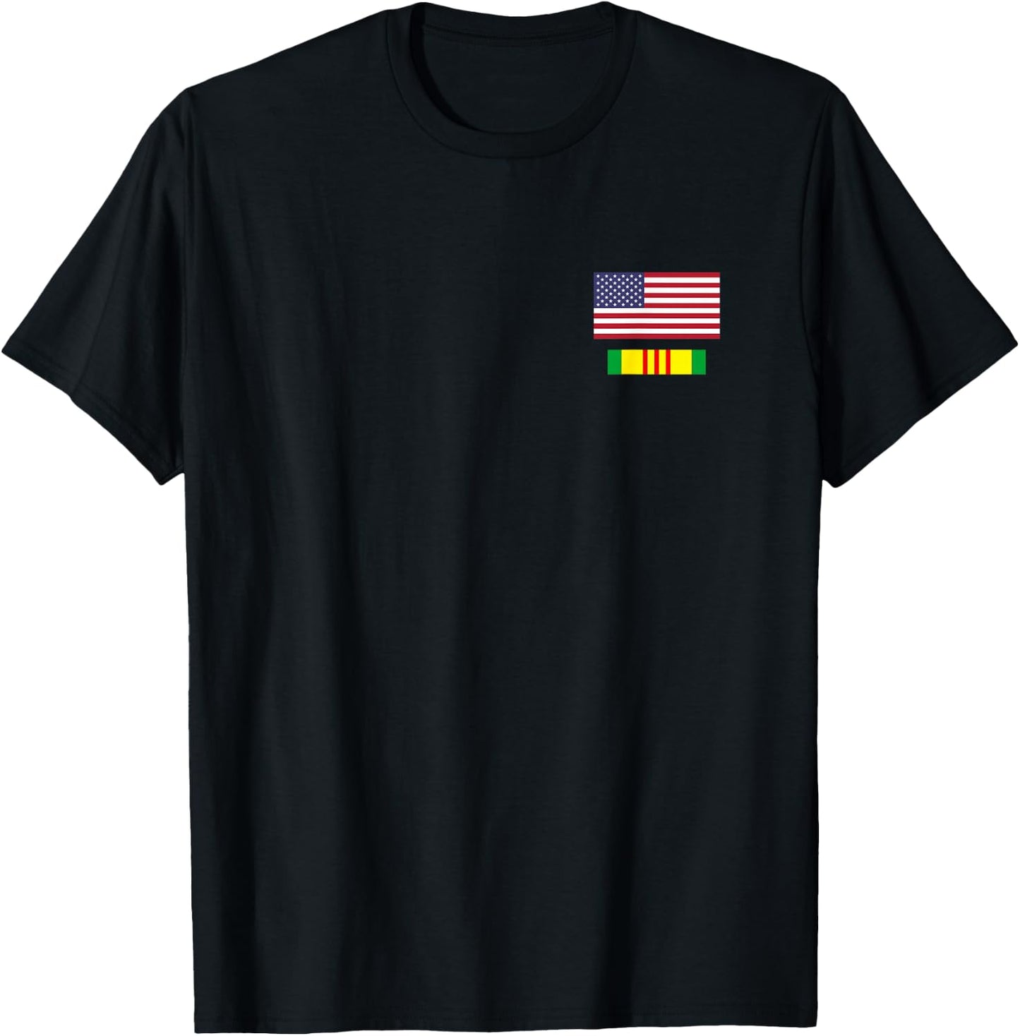 American Flag Above Vietnam Service Ribbon T-Shirt - T-Shirt | Black