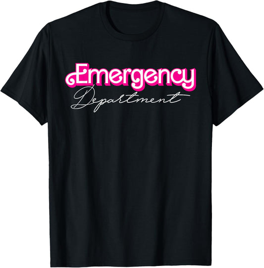 Retro Pink Emergency Department Nurses ER Doctor T-Shirt - T-Shirt | Black