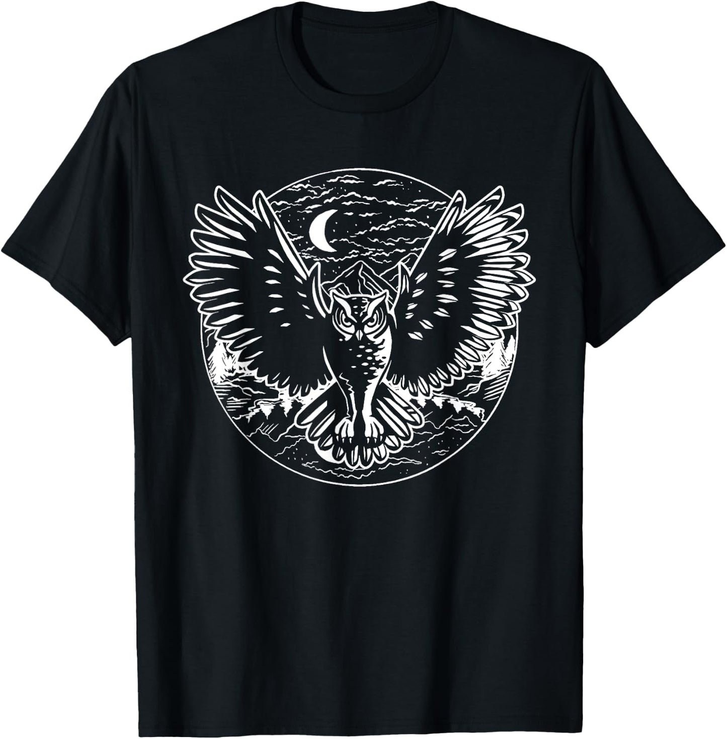 Owl | White Owl | Cute Owl | Red Owl | Night Owl Graphic T-Shirt - T-Shirt | Black