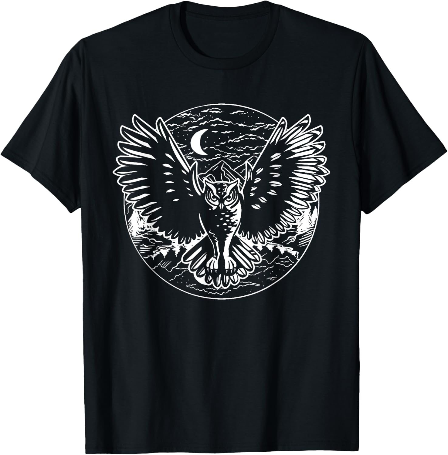 Owl | White Owl | Cute Owl | Red Owl | Night Owl Graphic T-Shirt - T-Shirt | Black