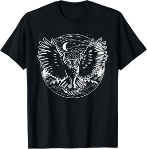 Owl | White Owl | Cute Owl | Red Owl | Night Owl Graphic T-Shirt - T-Shirt | Black