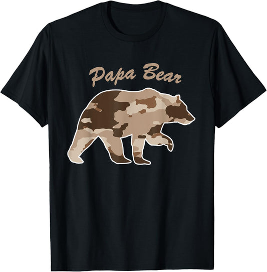 Camouflage Daddy Bear Family Camo Hunting - Papa Bear T-Shirt - T-Shirt | Black