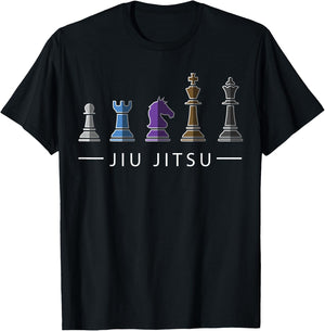 Funny BJJ Brazilian Jiu Jitsu Chess Belt Fighter MMA Gifts T-Shirt - T-Shirt | Black