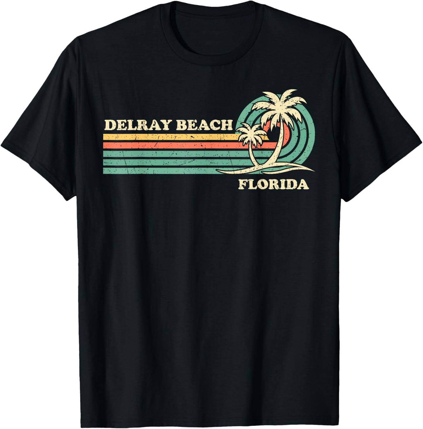 Vintage Retro Summer Vacation Florida Delray Beach T-Shirt - T-Shirt | Black