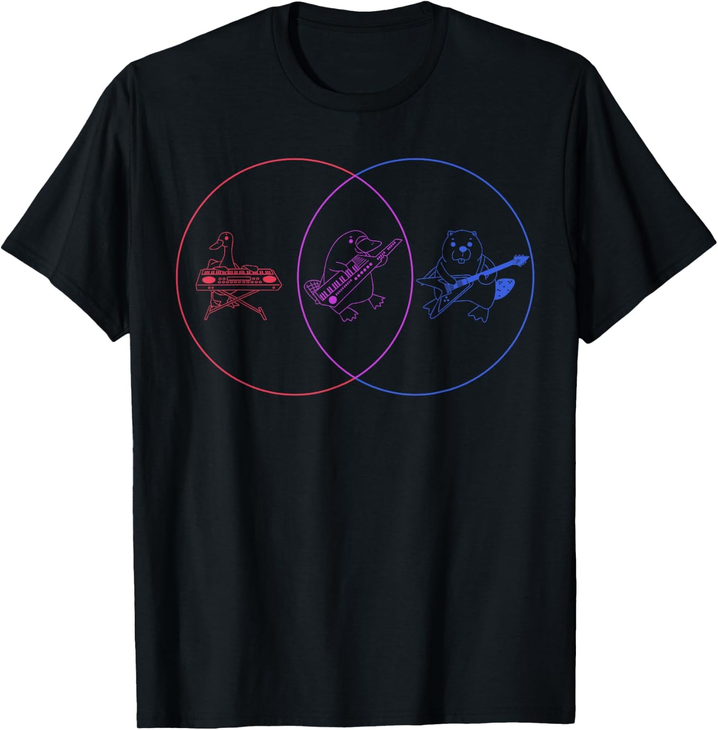 Funny Venn Chart - Duck Platypus Beaver T-Shirt - T-Shirt | Black