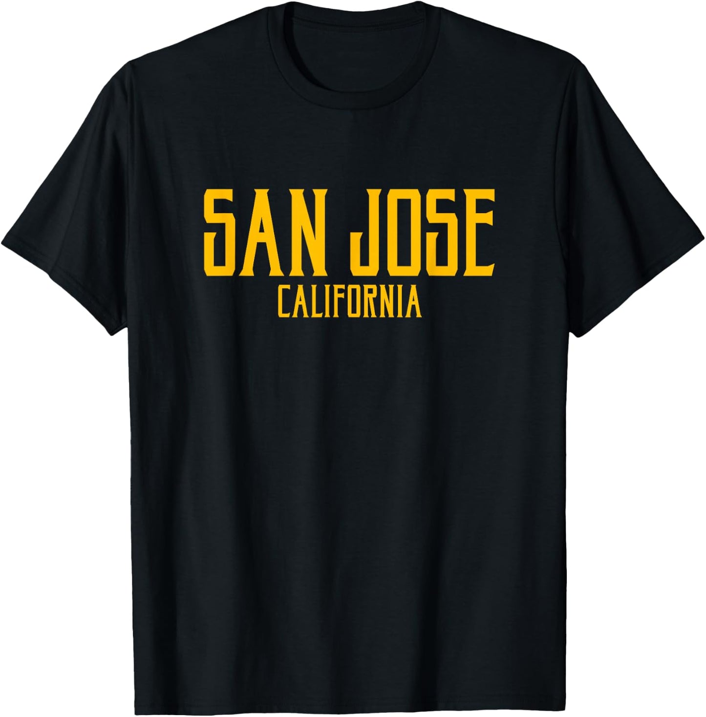 San Jose California Text Amber Print T-Shirt - T-Shirt | Black
