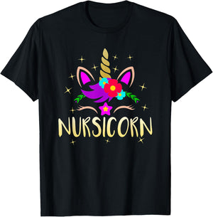 Nursicorn Funny Unicorn Female Nurse T-Shirt - T-Shirt | Black