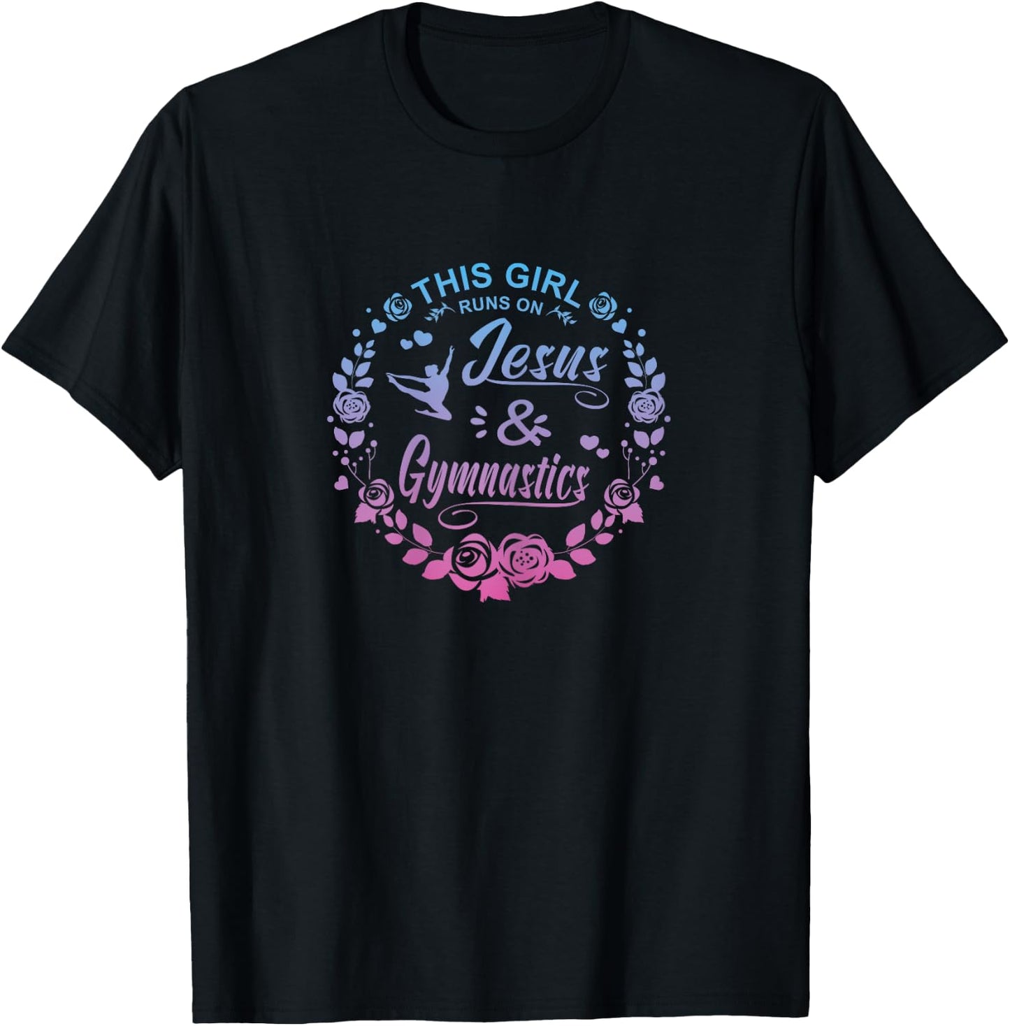 This Girl Runs On Jesus And Gymnastics Christian T-Shirt - T-Shirt | Black