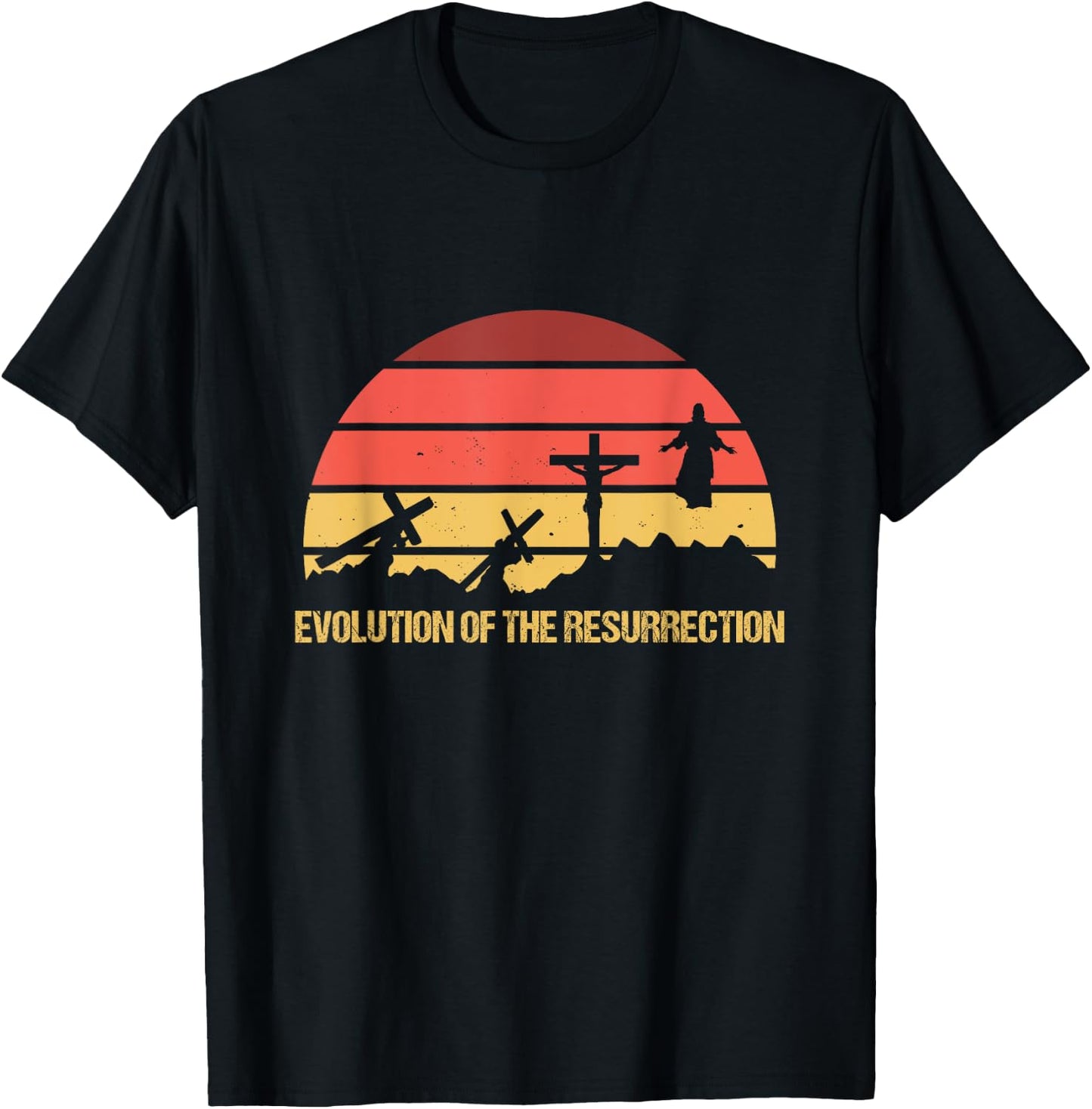 Resurrection Evolution Jesus Christ Religion Prayer God Gift T-Shirt - T-Shirt | Black