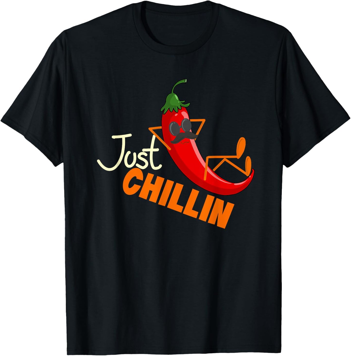 Funny Just Chillin Chili Pepper For Spicy Food Lovers T-Shirt - T-Shirt | Black