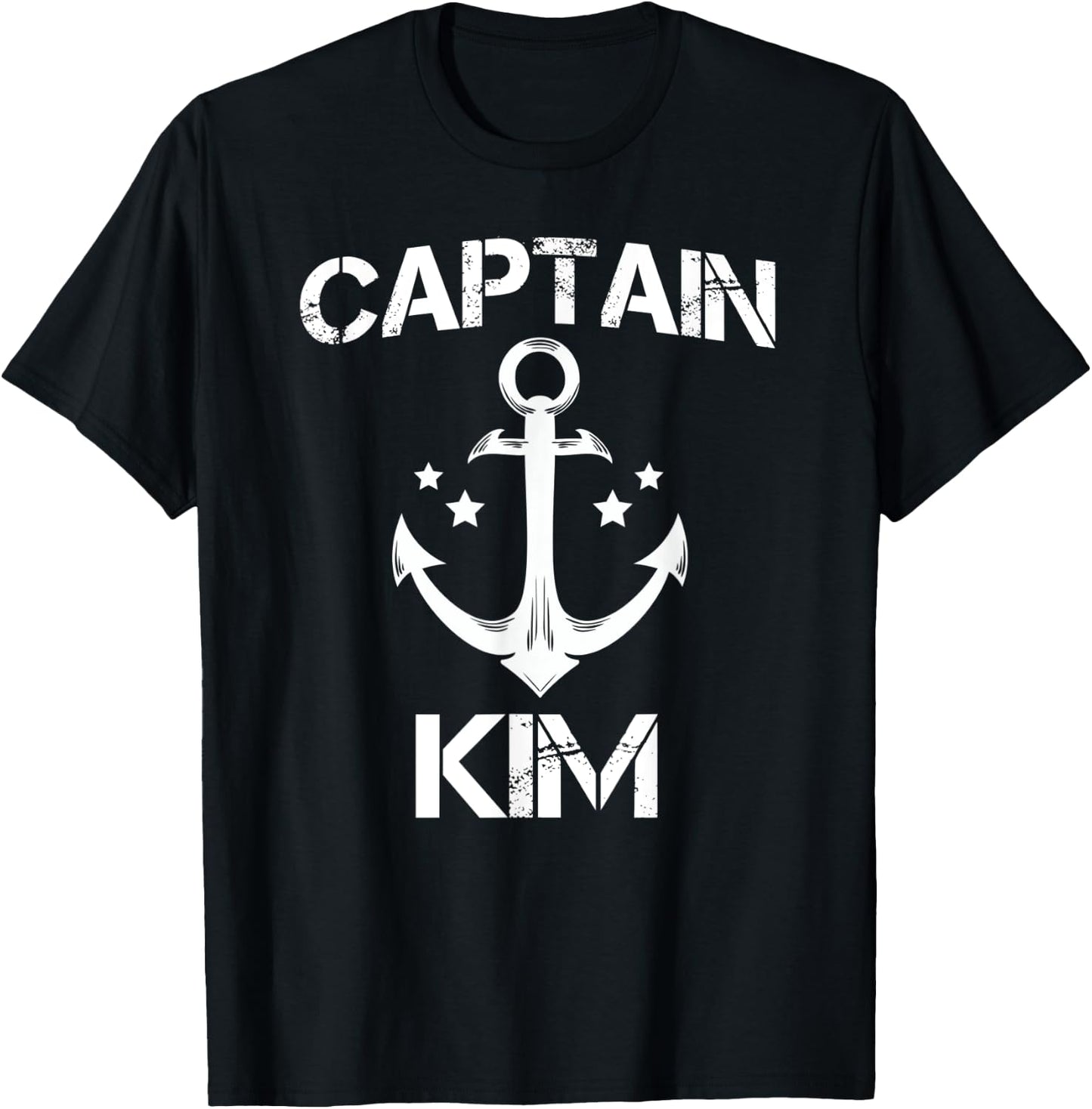 CAPTAIN KIM Funny Birthday Personalized Name Boat Gift T-Shirt - T-Shirt | Black
