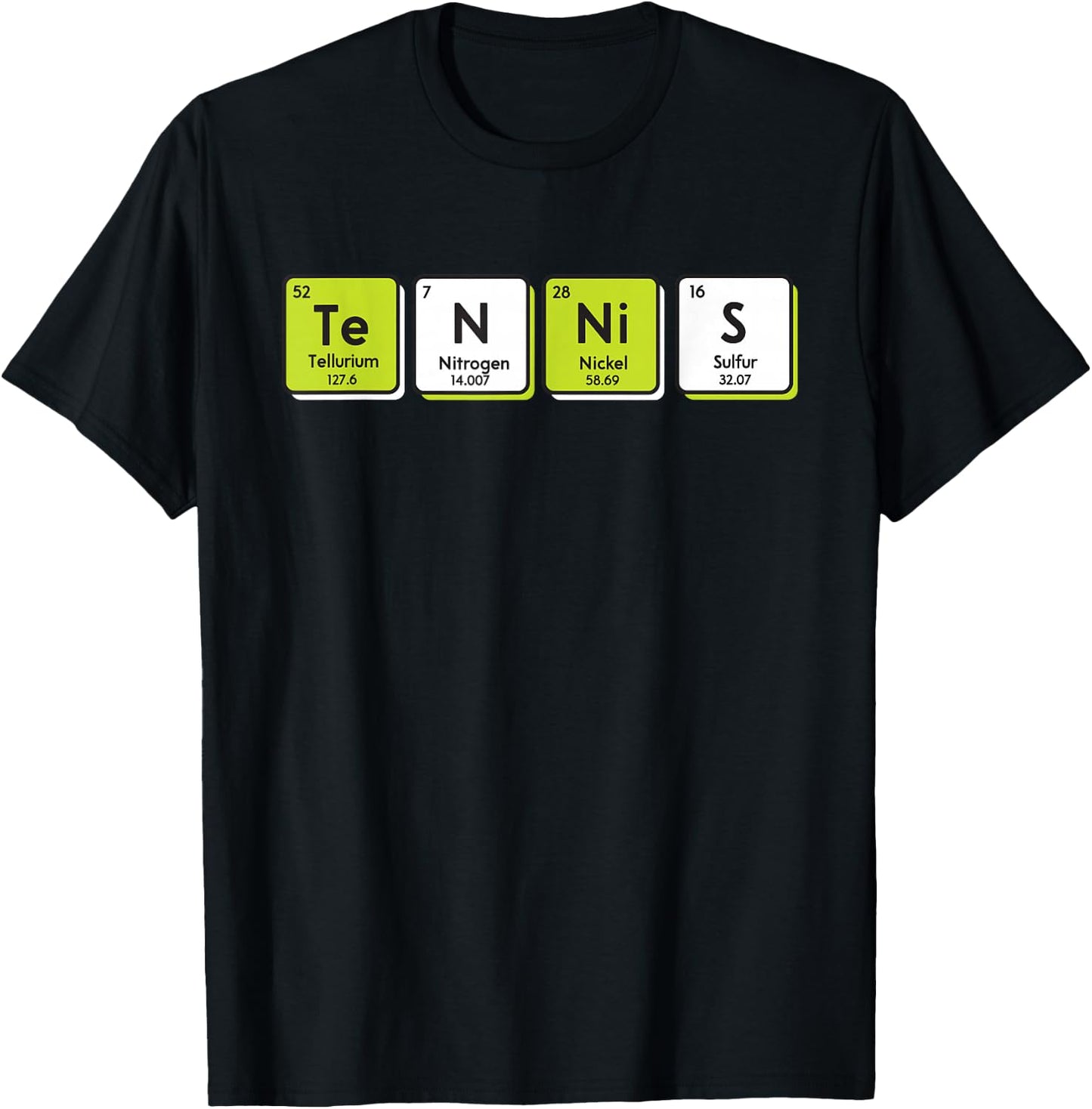 Tennis Periodic Table Elements Sport Funny Player Coach Gift T-Shirt - T-Shirt | Black